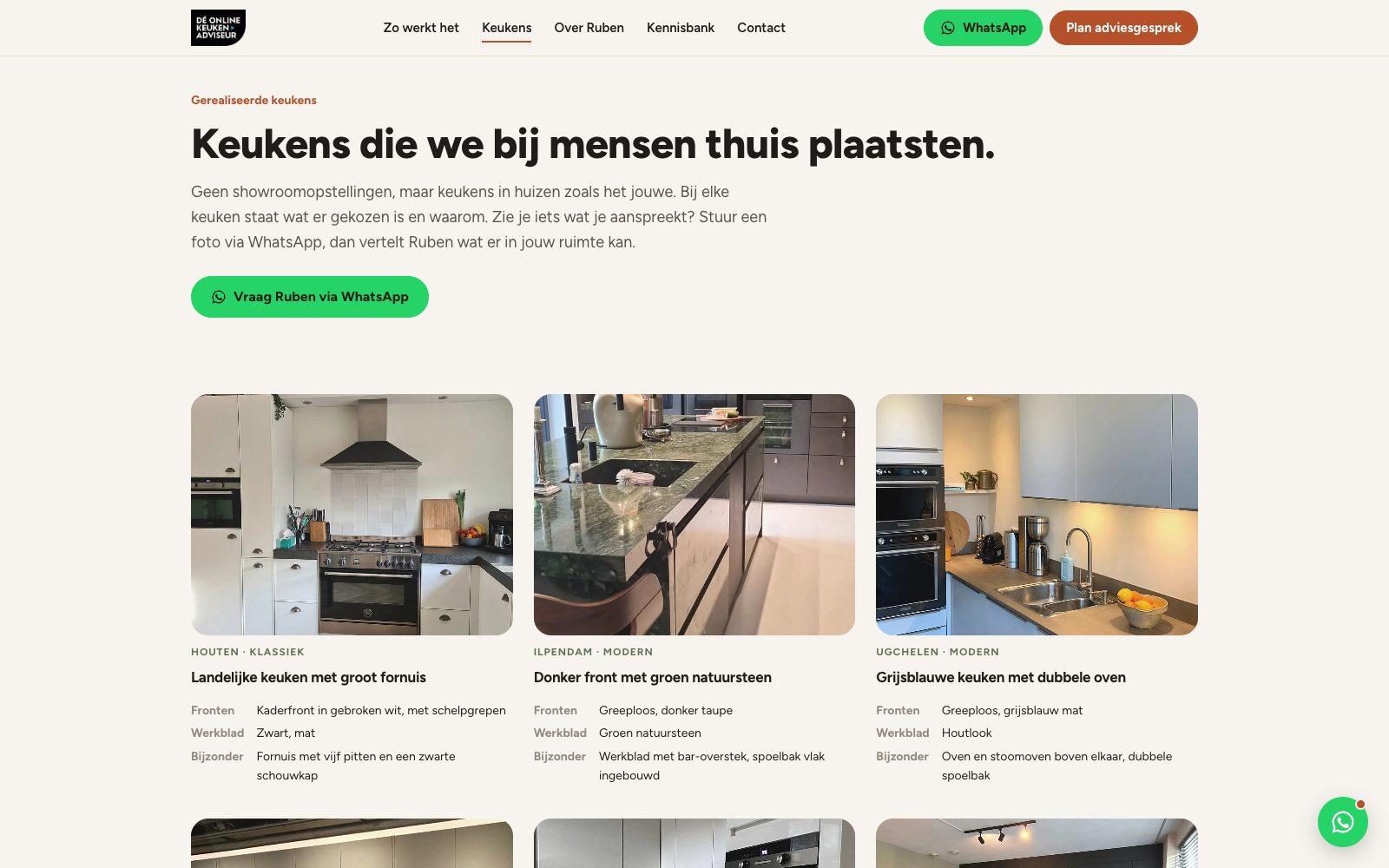 Overzicht van geplaatste keukens per plaats op de nieuwe website